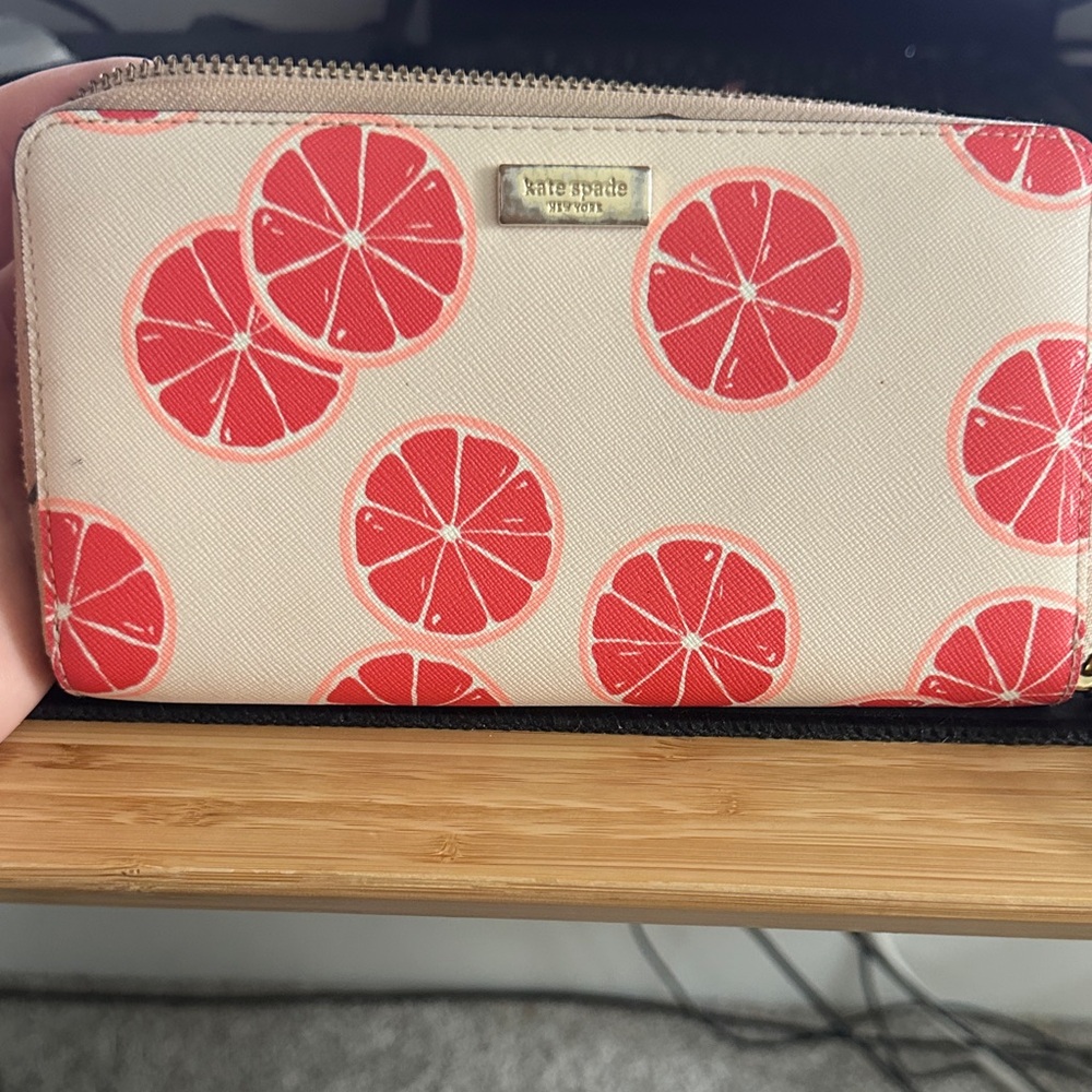 Kate Spade Grapefruit Pattern Wallet- signs of wear